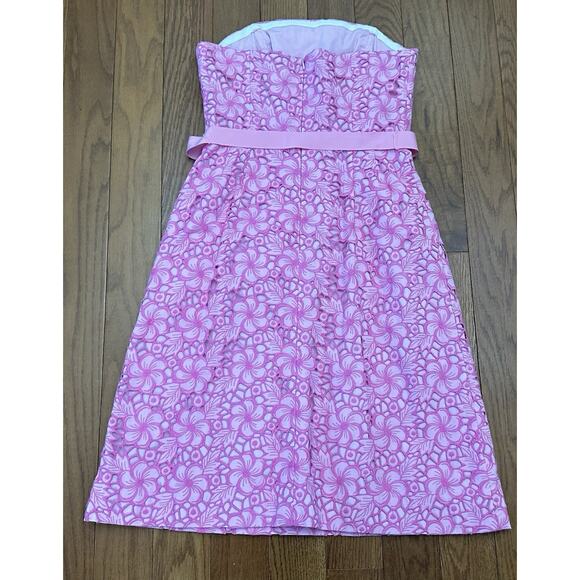 Lilly Pulitzer Sienna Kentucky Eyelet Pink Women’s Strapless Dress 4 Floral EUC - Picture 6 of 7